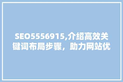 SEO5556915,介绍高效关键词布局步骤，助力网站优化