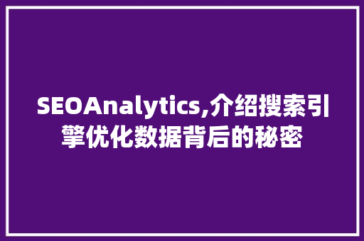 SEOAnalytics,介绍搜索引擎优化数据背后的秘密