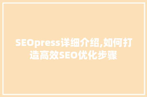 SEOpress详细介绍,如何打造高效SEO优化步骤