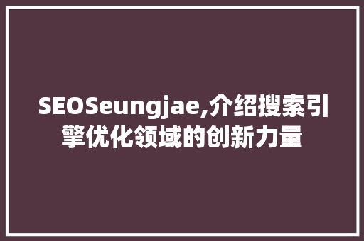 SEOSeungjae,介绍搜索引擎优化领域的创新力量