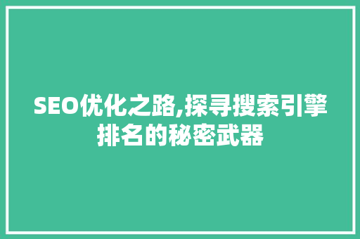 SEO优化之路,探寻搜索引擎排名的秘密武器