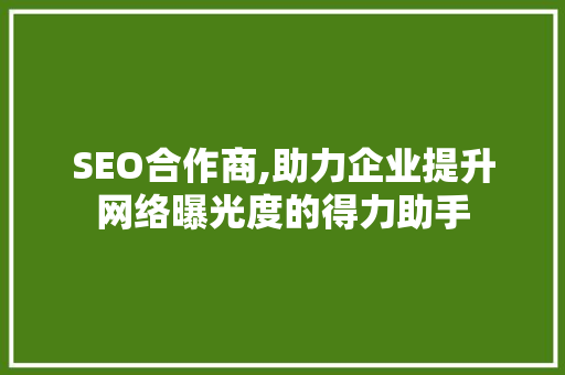 SEO合作商,助力企业提升网络曝光度的得力助手  第1张