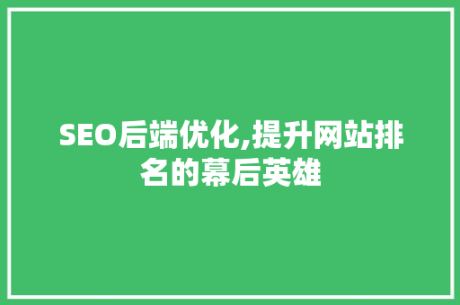 SEO后端优化,提升网站排名的幕后英雄