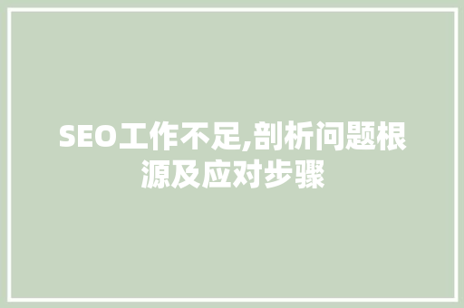 SEO工作不足,剖析问题根源及应对步骤