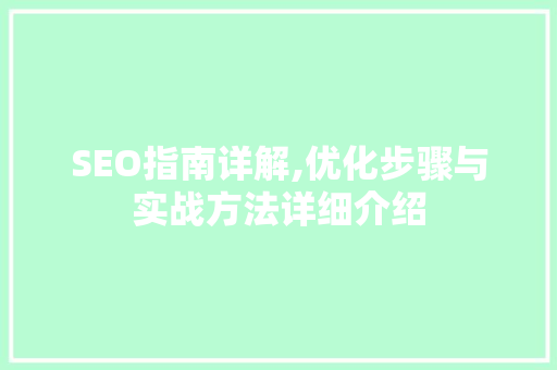 SEO指南详解,优化步骤与实战方法详细介绍