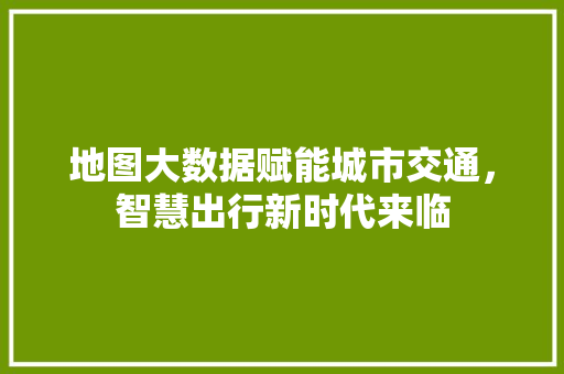 地图大数据赋能城市交通，智慧出行新时代来临  第1张