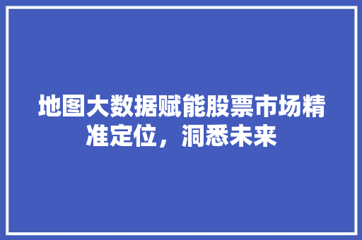 地图大数据赋能股票市场精准定位，洞悉未来  第1张
