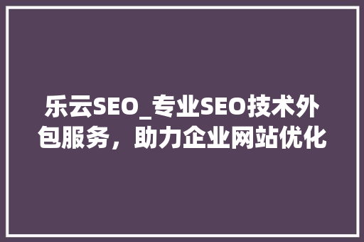 乐云SEO_专业SEO技术外包服务，助力企业网站优化之路