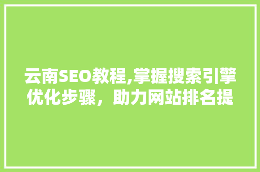 云南SEO教程,掌握搜索引擎优化步骤，助力网站排名提升