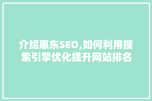介绍惠东SEO,如何利用搜索引擎优化提升网站排名  第1张