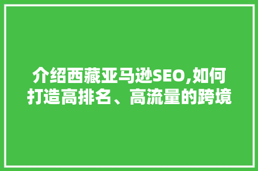 介绍西藏亚马逊SEO,如何打造高排名、高流量的跨境电商平台