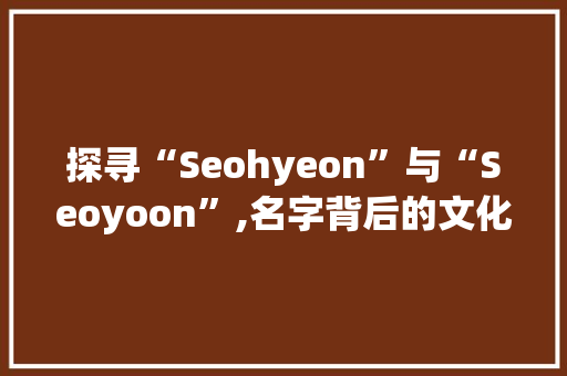 探寻“Seohyeon”与“Seoyoon”,名字背后的文化内涵与时代意义