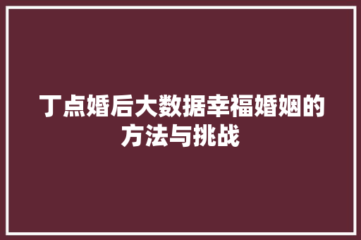 丁点婚后大数据幸福婚姻的方法与挑战