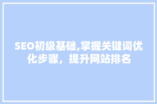 SEO初级基础,掌握关键词优化步骤，提升网站排名