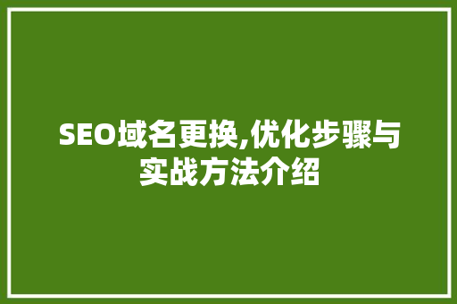 SEO域名更换,优化步骤与实战方法介绍