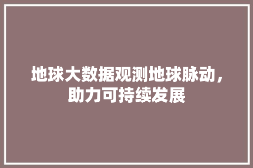 地球大数据观测地球脉动，助力可持续发展