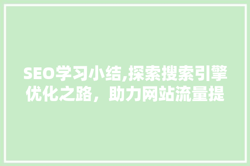 SEO学习小结,探索搜索引擎优化之路，助力网站流量提升