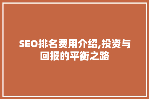 SEO排名费用介绍,投资与回报的平衡之路