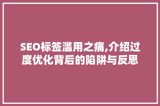 SEO标签滥用之痛,介绍过度优化背后的陷阱与反思