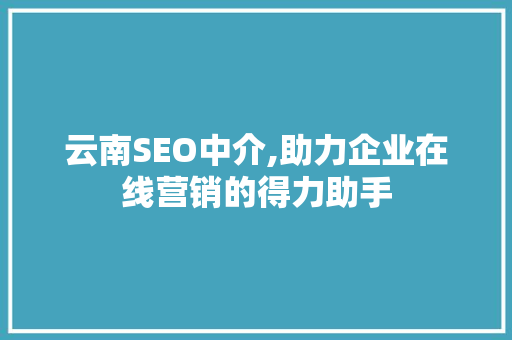 云南SEO中介,助力企业在线营销的得力助手