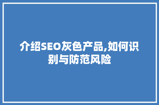 介绍SEO灰色产品,如何识别与防范风险