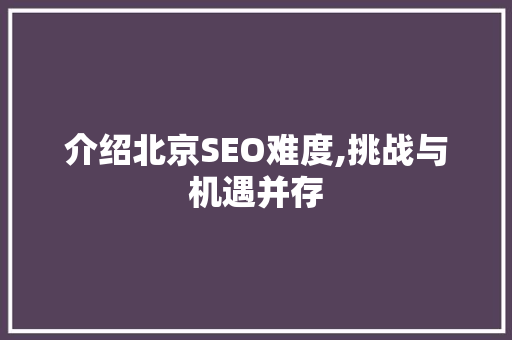 介绍北京SEO难度,挑战与机遇并存