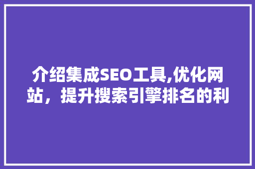 介绍集成SEO工具,优化网站，提升搜索引擎排名的利器