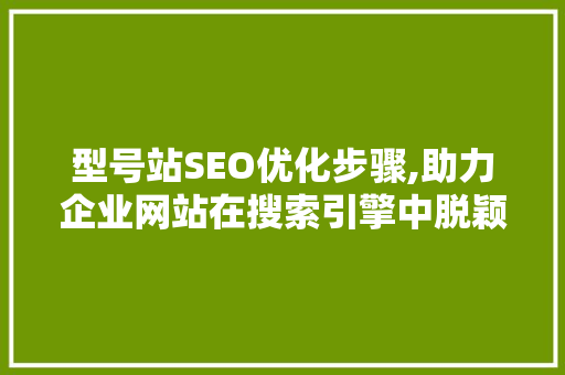 型号站SEO优化步骤,助力企业网站在搜索引擎中脱颖而出