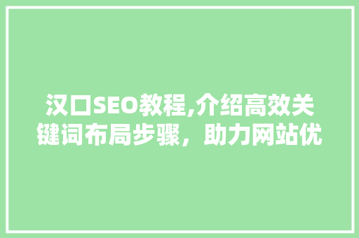 汉口SEO教程,介绍高效关键词布局步骤，助力网站优化