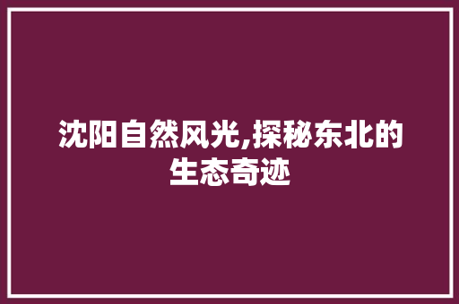 沈阳自然风光,探秘东北的生态奇迹