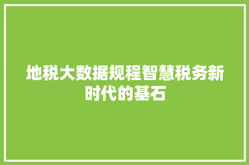 地税大数据规程智慧税务新时代的基石  第1张