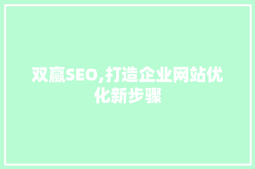 双赢SEO,打造企业网站优化新步骤