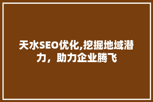 天水SEO优化,挖掘地域潜力，助力企业腾飞