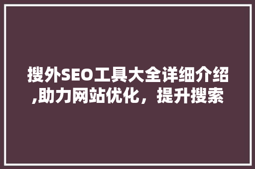 搜外SEO工具大全详细介绍,助力网站优化，提升搜索引擎排名  第1张