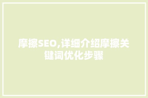 摩擦SEO,详细介绍摩擦关键词优化步骤