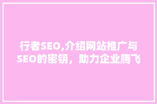 行者SEO,介绍网站推广与SEO的密钥，助力企业腾飞