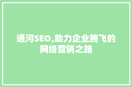 通河SEO,助力企业腾飞的网络营销之路
