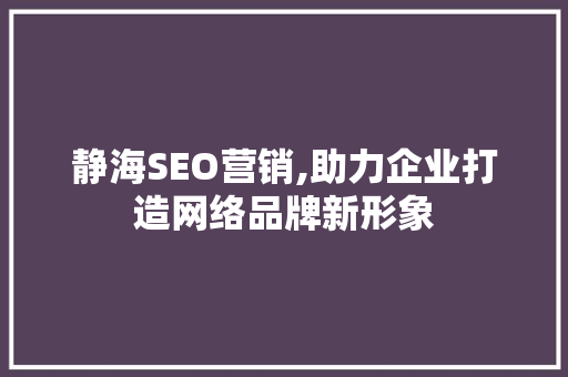 静海SEO营销,助力企业打造网络品牌新形象