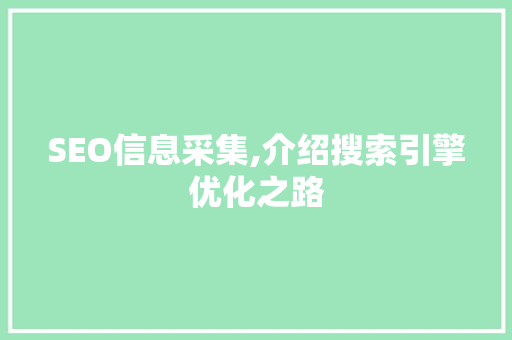 SEO信息采集,介绍搜索引擎优化之路  第1张