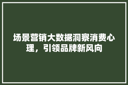 场景营销大数据洞察消费心理，引领品牌新风向  第1张
