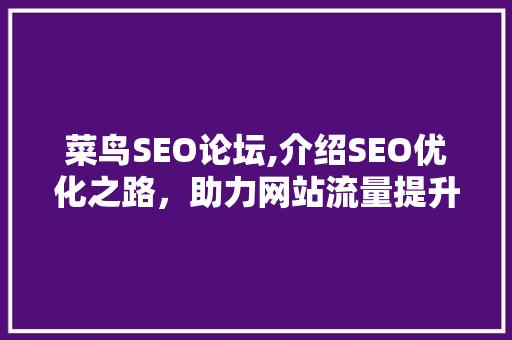 菜鸟SEO论坛,介绍SEO优化之路，助力网站流量提升