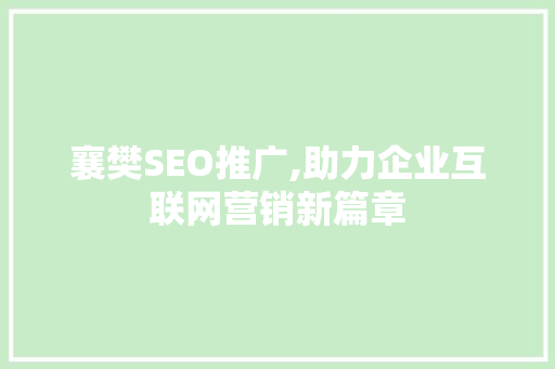 襄樊SEO推广,助力企业互联网营销新篇章