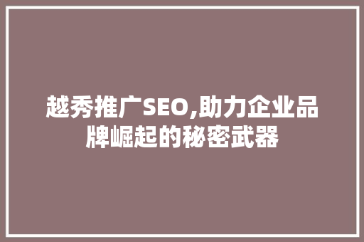 越秀推广SEO,助力企业品牌崛起的秘密武器