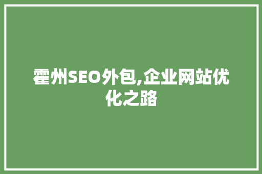霍州SEO外包,企业网站优化之路