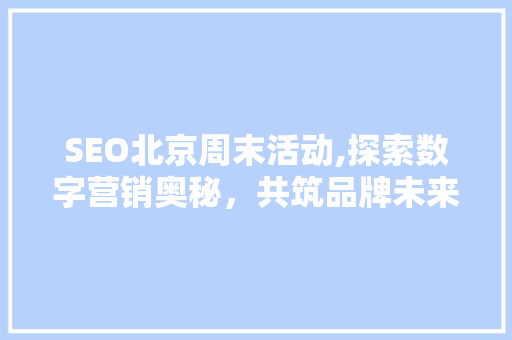 SEO北京周末活动,探索数字营销奥秘，共筑品牌未来