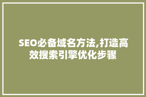 SEO必备域名方法,打造高效搜索引擎优化步骤