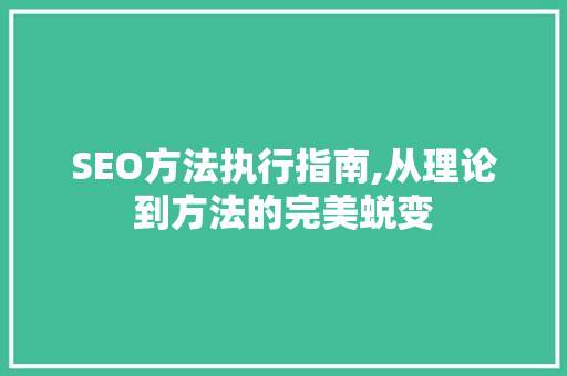 SEO方法执行指南,从理论到方法的完美蜕变
