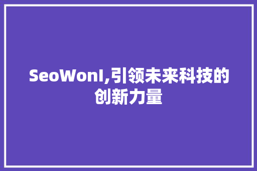 SeoWonI,引领未来科技的创新力量