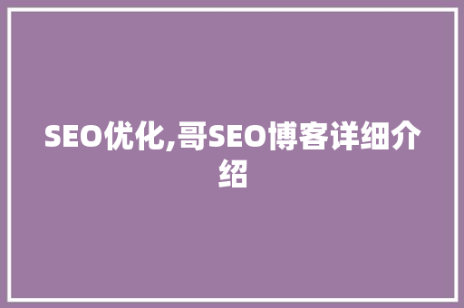 SEO优化,哥SEO博客详细介绍