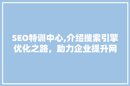 SEO特训中心,介绍搜索引擎优化之路，助力企业提升网络影响力